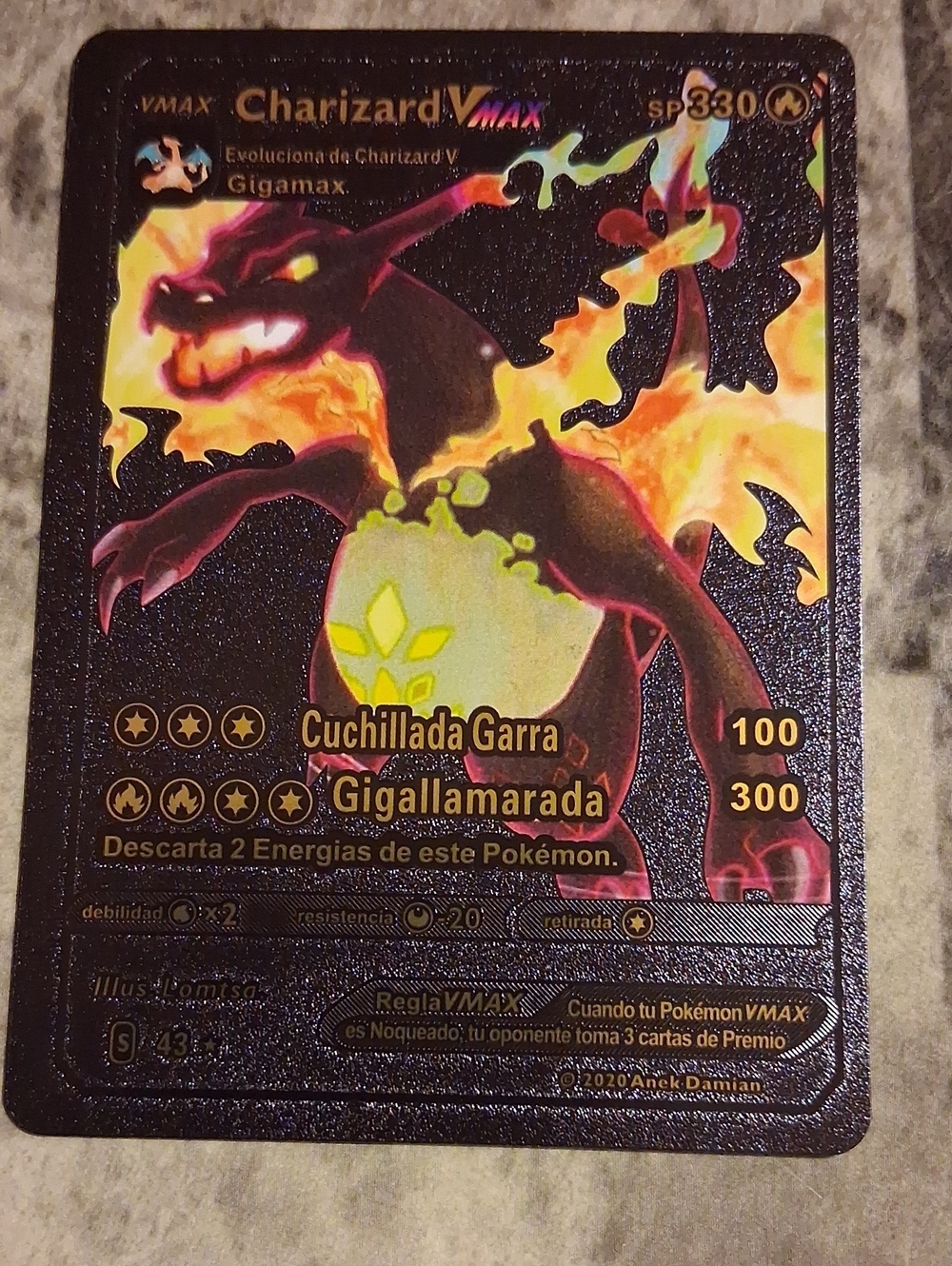 Charizard VMAX Holo Rare Card - Black & Orange Flames